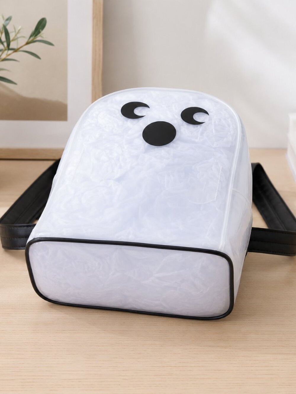 Mad Engine Clear Ghost Mini Backpack Black Trim Halloween Spooky Bag NWT - Picture 4 of 6